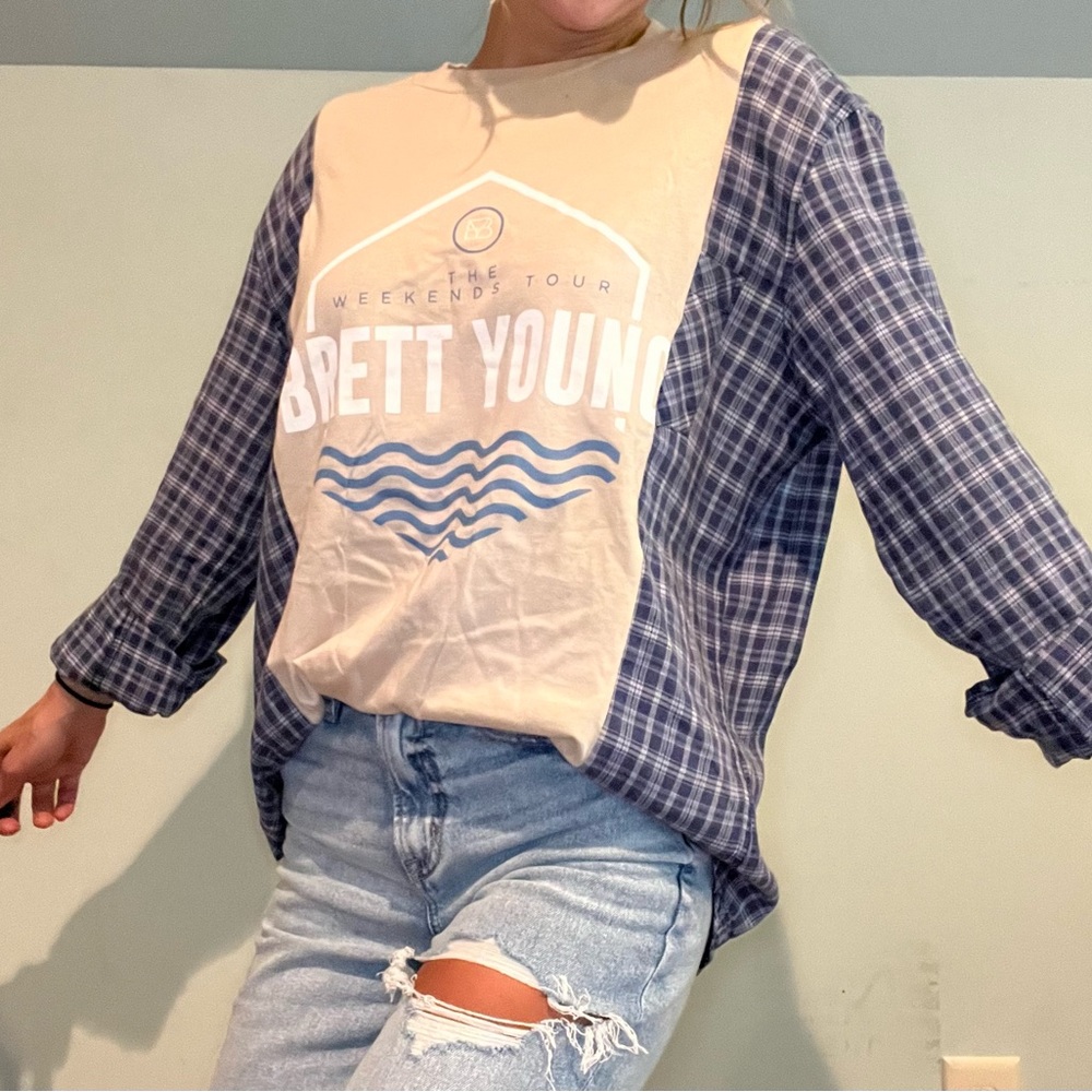 Brett Young tee flannel rework.